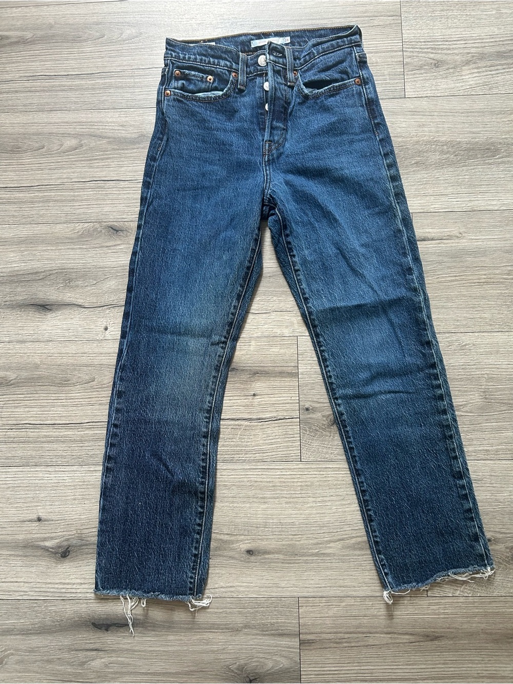 Levi's Women's High-Rise Straight Jeans in Dark Blue Denim